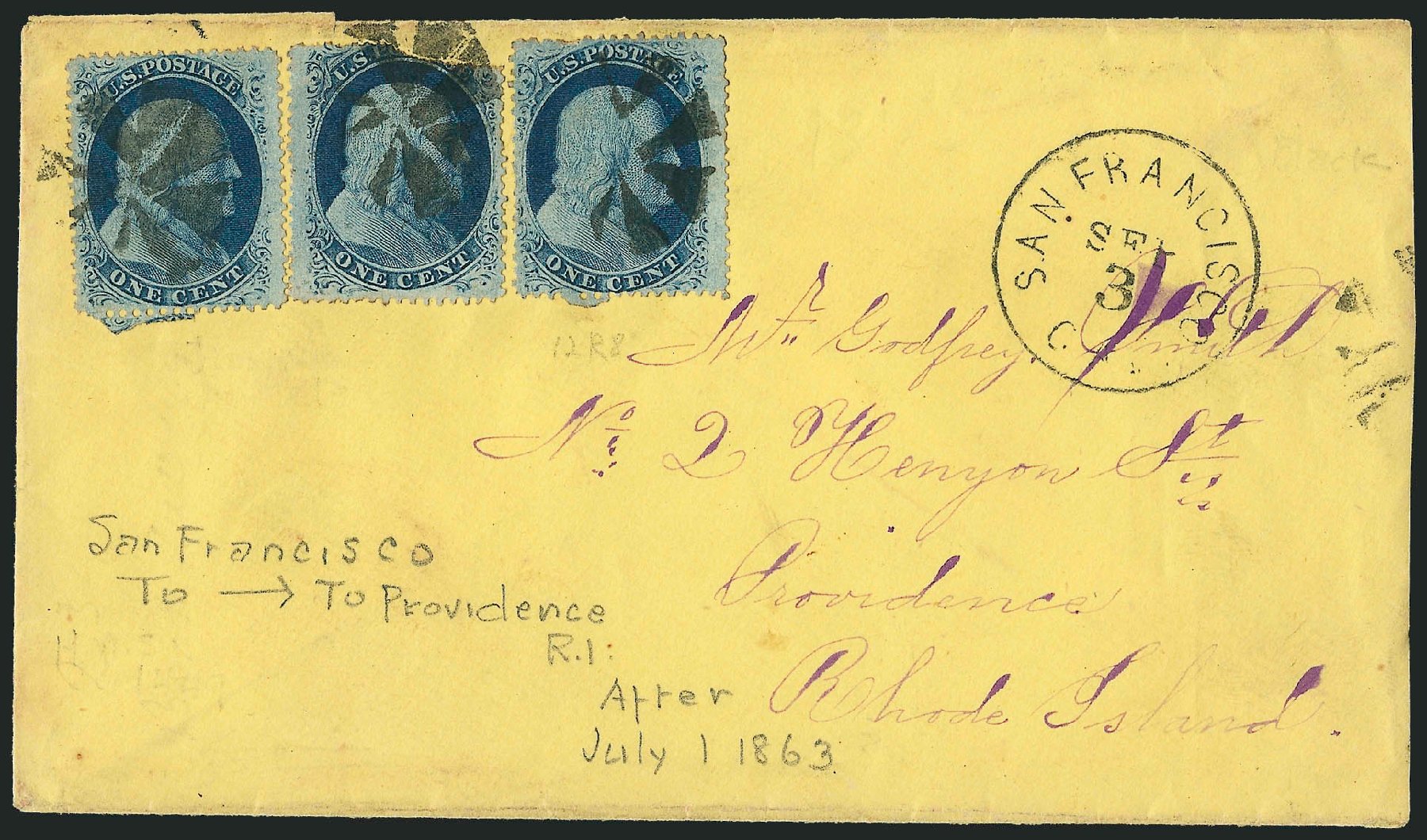 US Stamps Values Scott Catalogue # 24 - 1857 1c Franklin. Robert Siegel Auction Galleries, Mar 2011, Sale 1006, Lot 1405