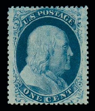 US Stamps Price Scott Cat. #24 - 1857 1c Franklin. Matthew Bennett International, Oct 2007, Sale 322, Lot 2012