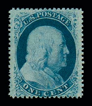 US Stamp Value Scott 24 - 1857 1c Franklin. Matthew Bennett International, Dec 2007, Sale 325, Lot 1452