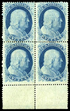 Prices of US Stamps Scott Catalog #24: 1857 1c Franklin. Matthew Bennett International, Dec 2008, Sale 330, Lot 1442