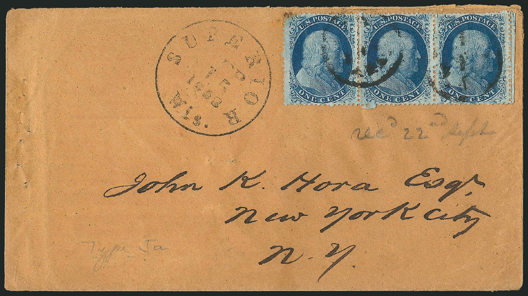 Cost of US Stamps Scott Cat. #24: 1857 1c Franklin. Robert Siegel Auction Galleries, Mar 2011, Sale 1006, Lot 1222