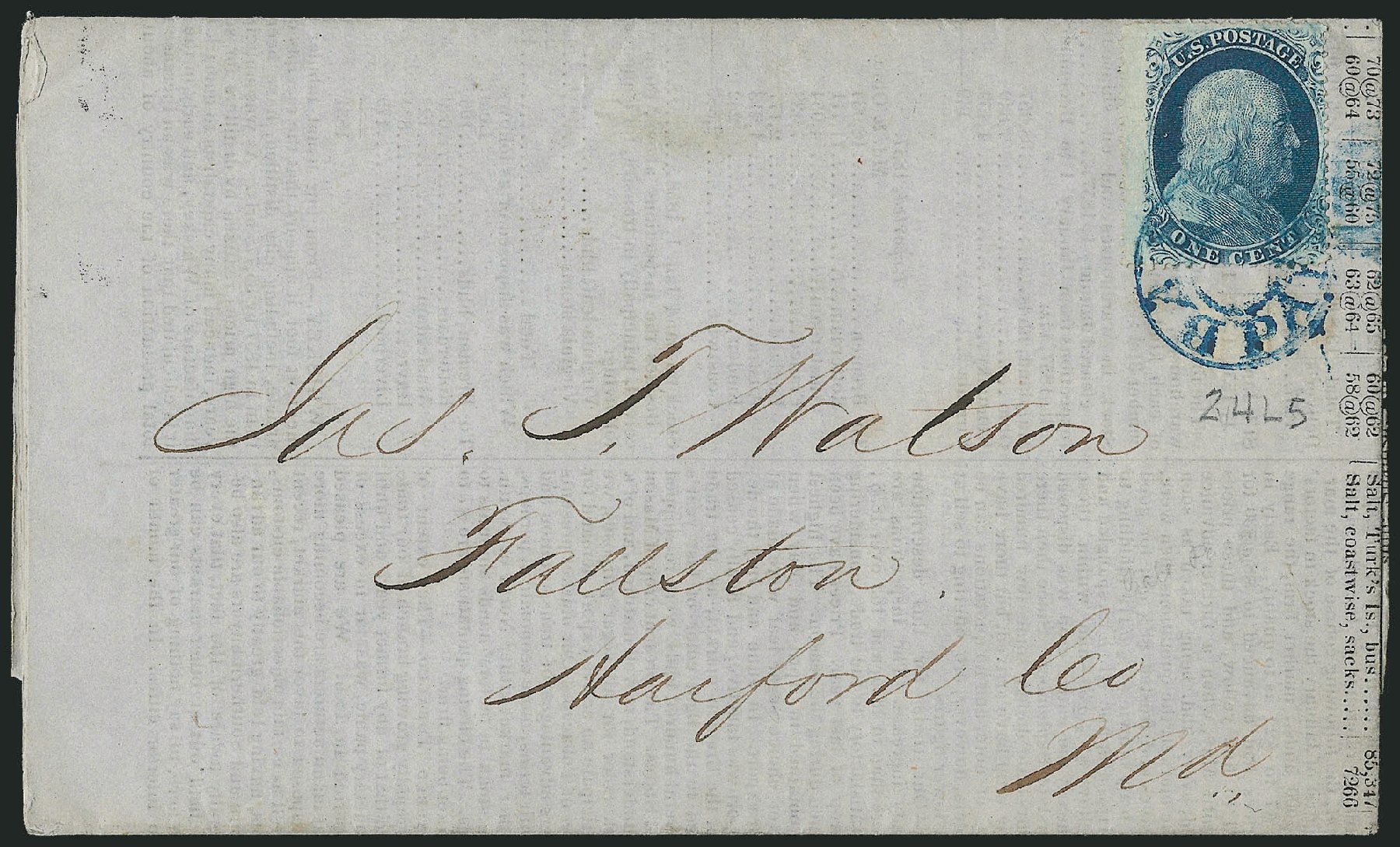 Prices of US Stamp Scott Cat. #24 - 1c 1857 Franklin. Robert Siegel Auction Galleries, Mar 2011, Sale 1006, Lot 1232