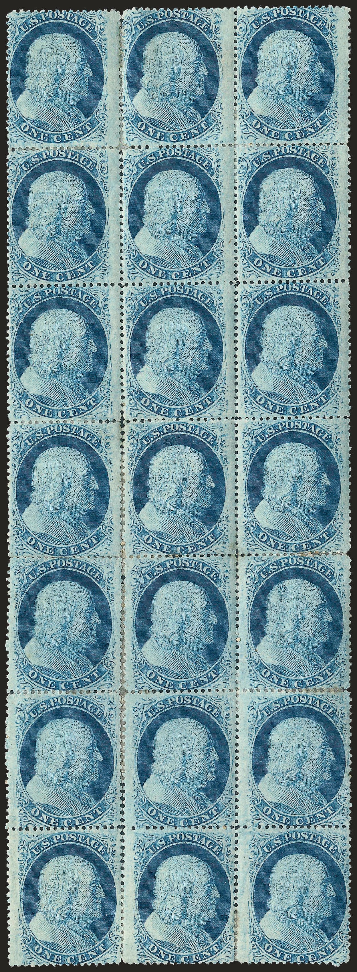 US Stamps Price Scott Catalog # 24: 1857 1c Franklin. Robert Siegel Auction Galleries, Apr 2010, Sale 984, Lot 132