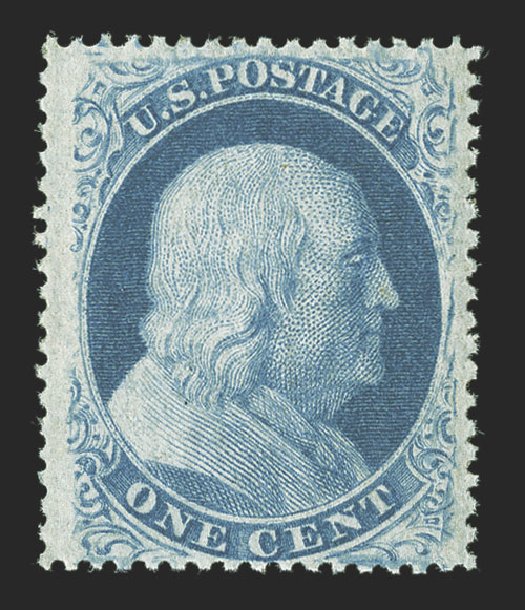 US Stamps Values Scott Cat. #24 - 1857 1c Franklin. Spink Shreves Galleries, Jul 2012, Sale 140, Lot 82