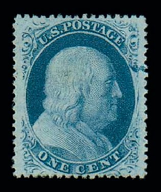 US Stamp Prices Scott Catalog #24 - 1857 1c Franklin. Matthew Bennett International, Dec 2007, Sale 325, Lot 1453