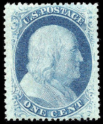 Value of US Stamp Scott Catalog #24: 1c 1857 Franklin. Matthew Bennett International, Apr 2008, Sale 326, Lot 53