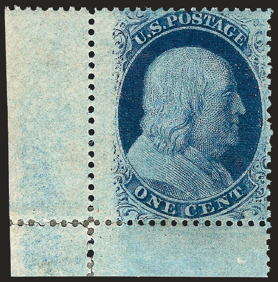 US Stamp Price Scott Catalog 24: 1857 1c Franklin. Robert Siegel Auction Galleries, Oct 2008, Sale 963, Lot 333