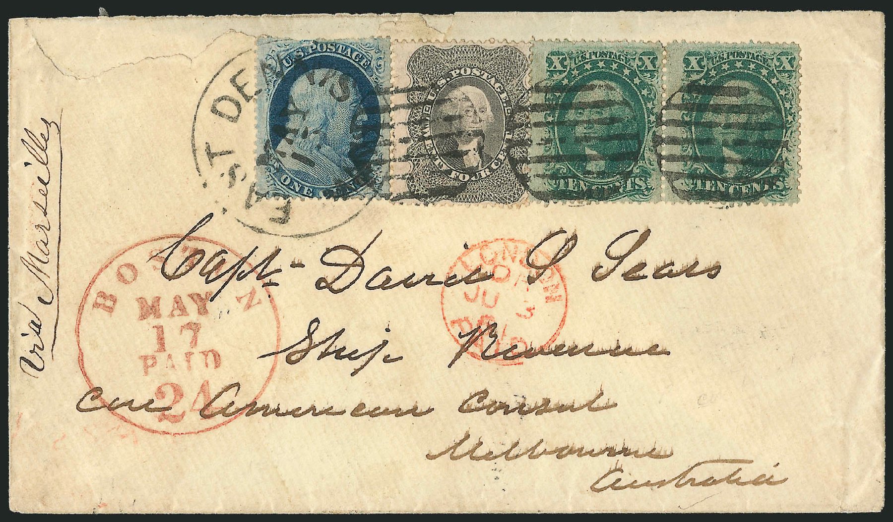 US Stamp Price Scott Catalog # 24 - 1857 1c Franklin. Robert Siegel Auction Galleries, Mar 2011, Sale 1006, Lot 1396