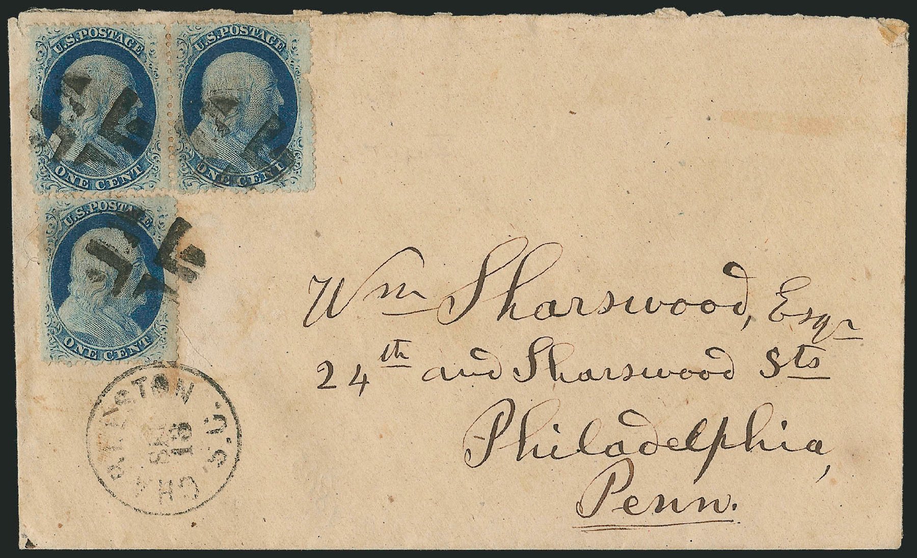 Cost of US Stamp Scott Cat. # 24: 1c 1857 Franklin. Robert Siegel Auction Galleries, Mar 2011, Sale 1006, Lot 1406