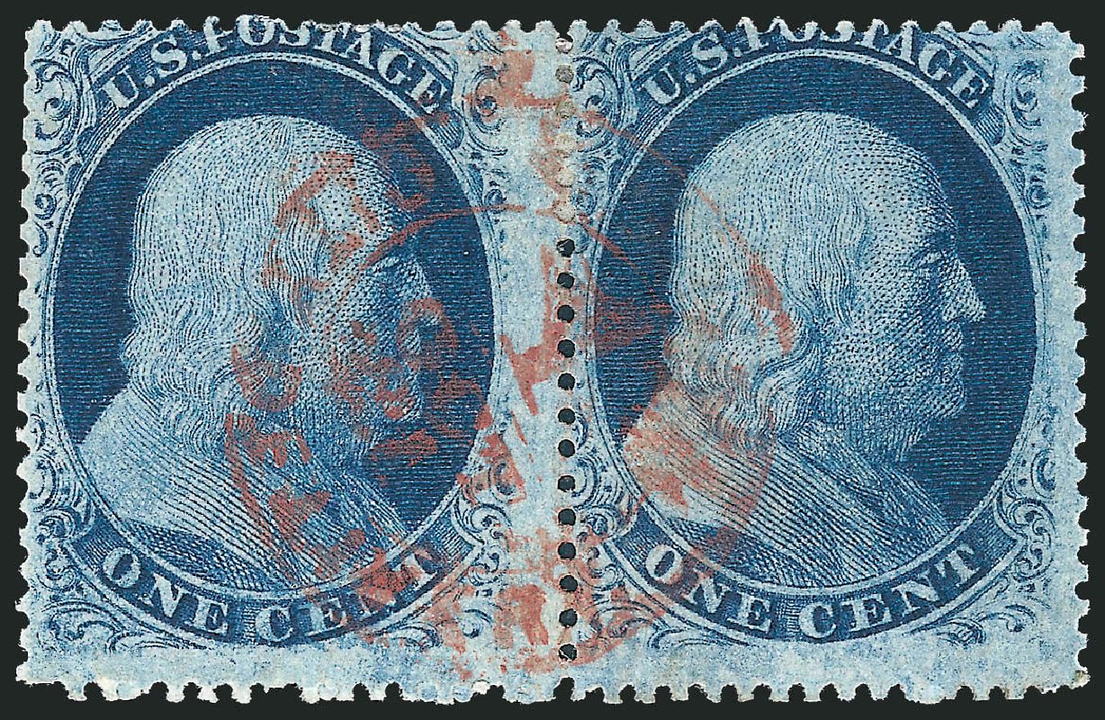 US Stamps Value Scott Catalogue 24: 1857 1c Franklin. Robert Siegel Auction Galleries, Dec 2011, Sale 1017, Lot 126