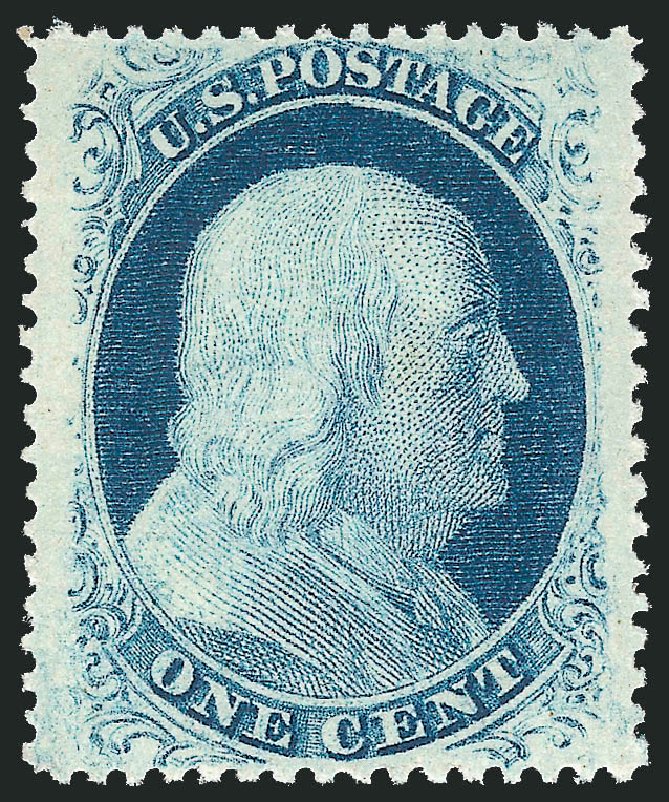 Values of US Stamps Scott Catalogue 24 - 1857 1c Franklin. Robert Siegel Auction Galleries, Feb 2015, Sale 1092, Lot 1026
