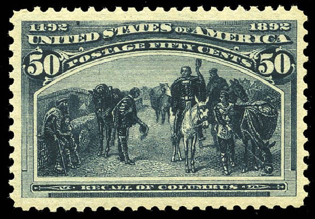 US Stamp Values Scott Catalogue # 240: 50c 1893 Columbian Exposition. Matthew Bennett International, May 2014, Sale 350, Lot 358