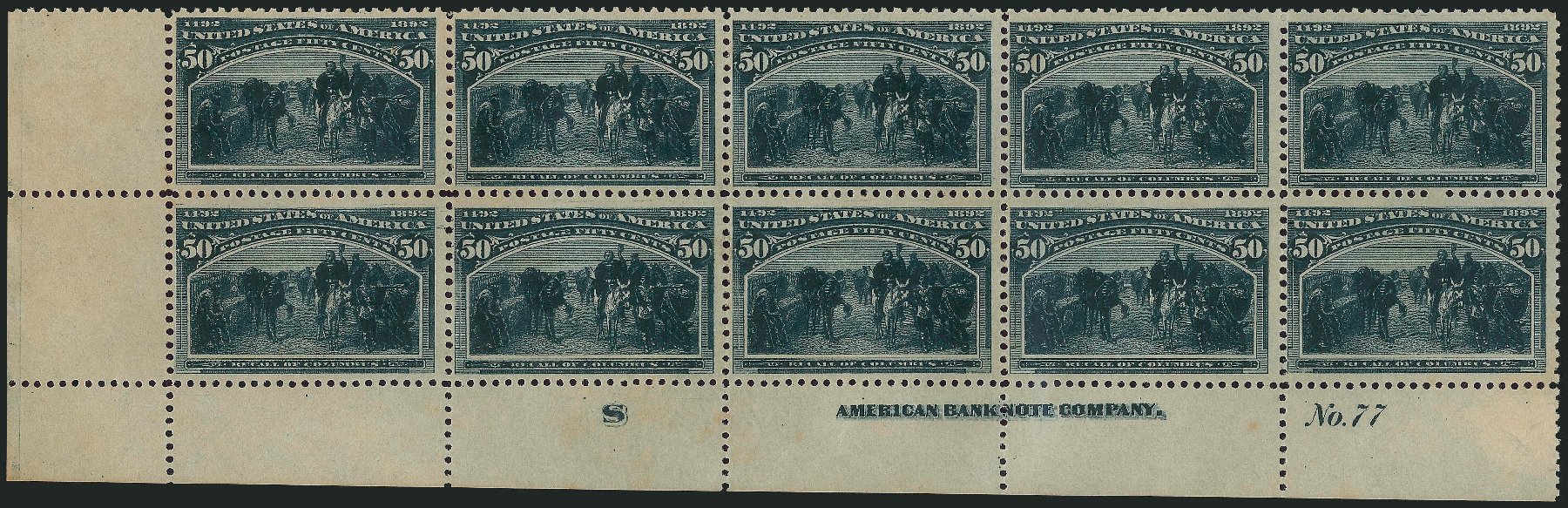 US Stamp Values Scott Catalogue # 240 - 1893 50c Columbian Exposition. Robert Siegel Auction Galleries, Dec 2010, Sale 1000, Lot 1138