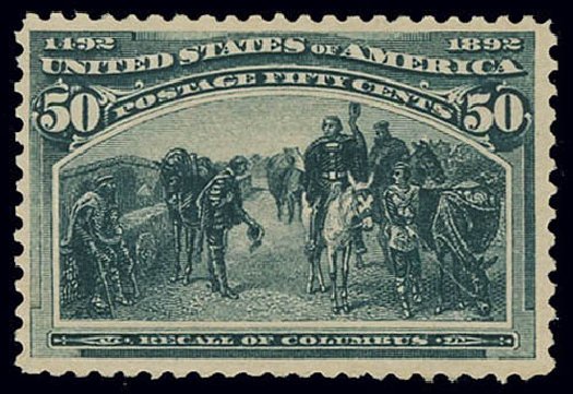 Values of US Stamp Scott Catalogue #240: 1893 50c Columbian Exposition. Matthew Bennett International, Jun 2008, Sale 328, Lot 759