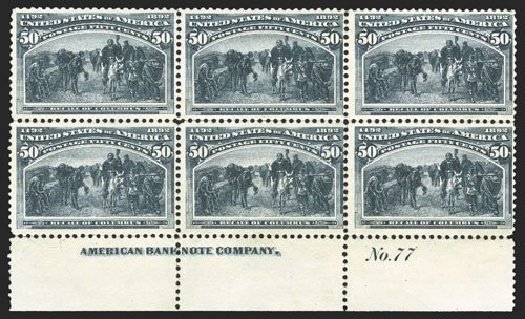 Costs of US Stamp Scott Cat. #240 - 50c 1893 Columbian Exposition. Spink Shreves Galleries, Mar 2013, Sale 142, Lot 239