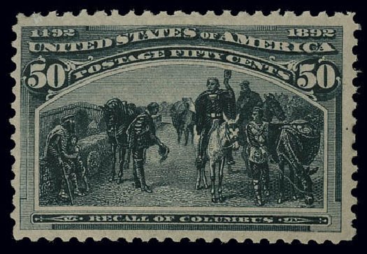 Value of US Stamp Scott Catalog 240: 50c 1893 Columbian Exposition. Matthew Bennett International, Jun 2008, Sale 328, Lot 760