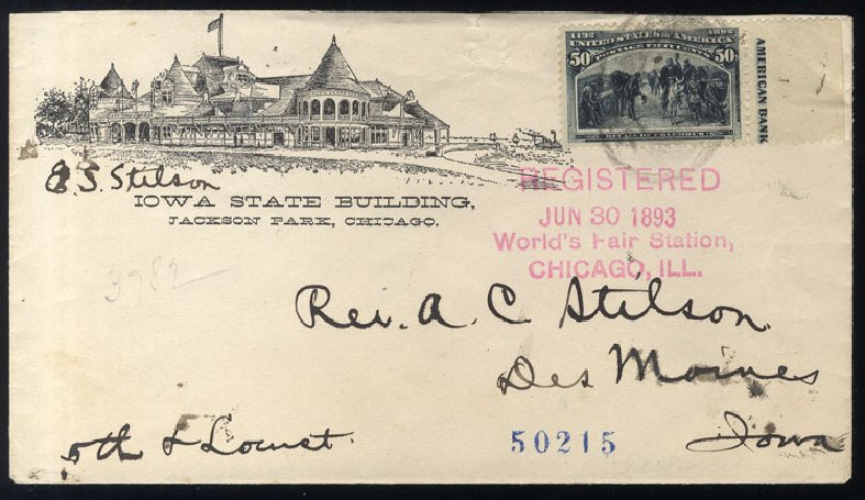Costs of US Stamps Scott Catalogue # 240: 1893 50c Columbian Exposition. Cherrystone Auctions, Jan 2015, Sale 201501, Lot 160