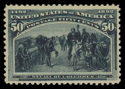 Values of US Stamps Scott Catalogue # 240 - 1893 50c Columbian Exposition. Daniel Kelleher Auctions, Jul 2011, Sale 625, Lot 824
