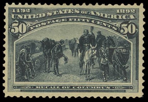 Values of US Stamps Scott Cat. 240: 50c 1893 Columbian Exposition. Daniel Kelleher Auctions, Jun 2012, Sale 630, Lot 1534