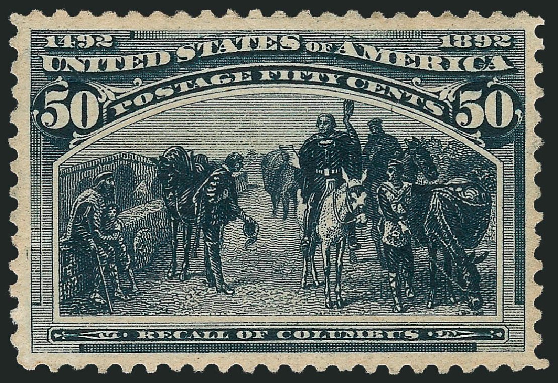 US Stamp Value Scott Catalogue 240 - 1893 50c Columbian Exposition. Robert Siegel Auction Galleries, Sep 2008, Sale 962, Lot 2514