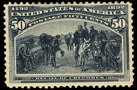 US Stamp Prices Scott Cat. #240: 50c 1893 Columbian Exposition. Cherrystone Auctions, Jan 2009, Sale 200901, Lot 165