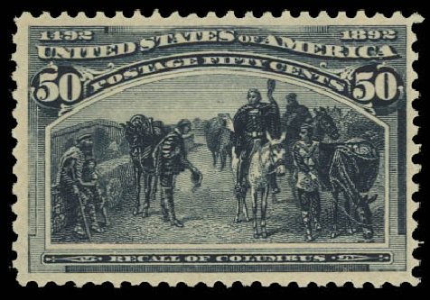 US Stamp Prices Scott Catalogue #240: 1893 50c Columbian Exposition. Daniel Kelleher Auctions, Jun 2012, Sale 630, Lot 1535