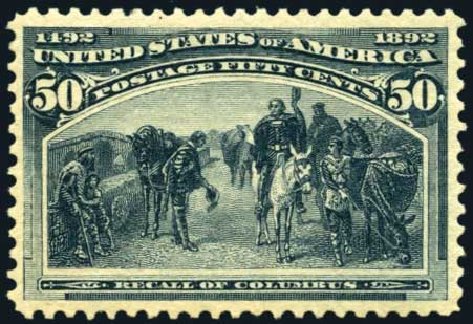 US Stamps Values Scott Catalogue #240 - 1893 50c Columbian Exposition. Harmer-Schau Auction Galleries, May 2014, Sale 101, Lot 132