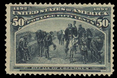 US Stamp Value Scott Cat. #240: 50c 1893 Columbian Exposition. Daniel Kelleher Auctions, Jun 2012, Sale 630, Lot 1532