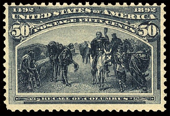 Value of US Stamp Scott Catalog #240 - 1893 50c Columbian Exposition. Cherrystone Auctions, Mar 2009, Sale 200903, Lot 166