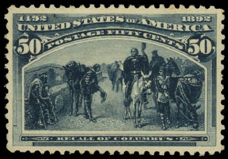 Prices of US Stamp Scott Catalogue # 240 - 50c 1893 Columbian Exposition. Daniel Kelleher Auctions, Jan 2015, Sale 663, Lot 1466