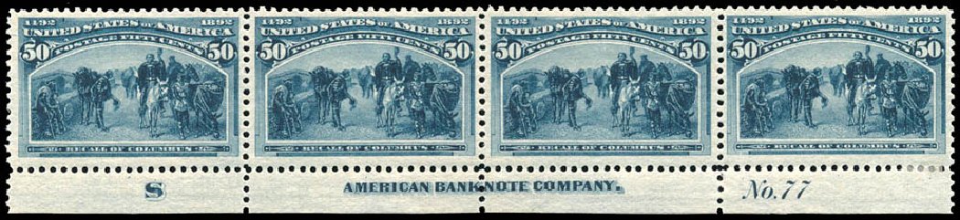 Value of US Stamp Scott Cat. # 240: 1893 50c Columbian Exposition. Schuyler J. Rumsey Philatelic Auctions, Apr 2015, Sale 60, Lot 2736