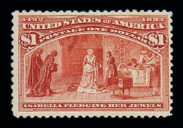 Cost of US Stamp Scott Cat. 241: 1893 US$1.00 Columbian Exposition. Matthew Bennett International, Jun 2007, Sale 319, Lot 1267