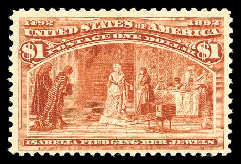 Values of US Stamps Scott 241: 1893 US$1.00 Columbian Exposition. Matthew Bennett International, Sep 2010, Sale 333, Lot 3657