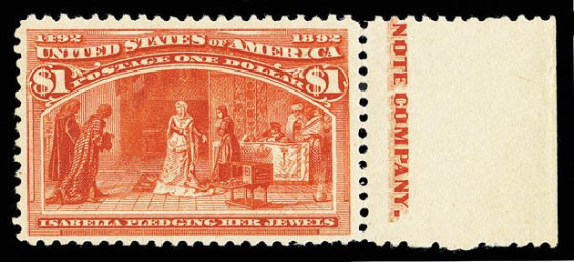 Value of US Stamp Scott Cat. 241 - 1893 US$1.00 Columbian Exposition. Matthew Bennett International, Sep 2012, Sale 346, Lot 747