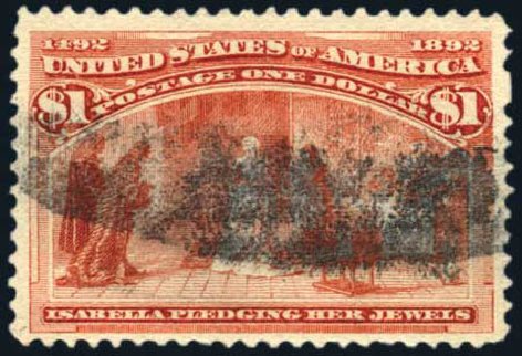 Price of US Stamp Scott Cat. #241 - 1893 US$1.00 Columbian Exposition. Harmer-Schau Auction Galleries, Feb 2010, Sale 84, Lot 1447