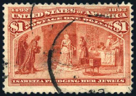 Prices of US Stamps Scott # 241 - 1893 US$1.00 Columbian Exposition. Harmer-Schau Auction Galleries, Jul 2010, Sale 86, Lot 437