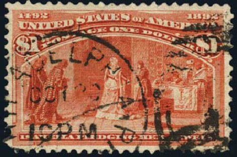 Prices of US Stamps Scott Cat. #241: US$1.00 1893 Columbian Exposition. Harmer-Schau Auction Galleries, Oct 2011, Sale 91, Lot 227