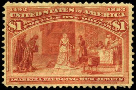 US Stamps Prices Scott #241 - US$1.00 1893 Columbian Exposition. Harmer-Schau Auction Galleries, Feb 2012, Sale 92, Lot 997