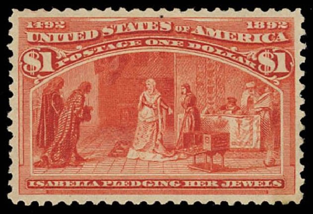 Price of US Stamps Scott Catalog 241: US$1.00 1893 Columbian Exposition. Daniel Kelleher Auctions, Oct 2011, Sale 626, Lot 237