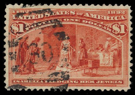 Cost of US Stamps Scott Catalogue # 241 - US$1.00 1893 Columbian Exposition. Daniel Kelleher Auctions, Aug 2012, Sale 631, Lot 917