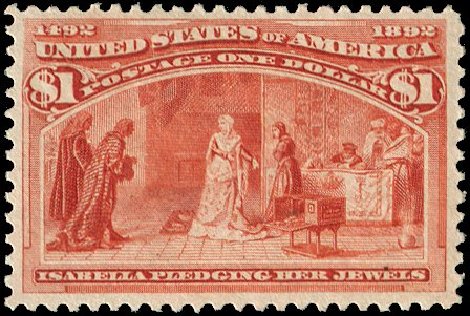 US Stamps Prices Scott 241: US$1.00 1893 Columbian Exposition. Regency-Superior, Nov 2014, Sale 108, Lot 467