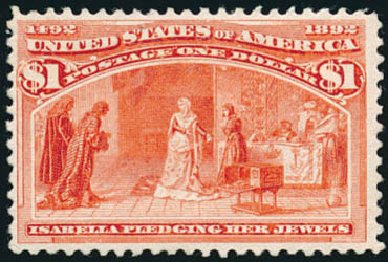 Price of US Stamp Scott Catalog # 241: 1893 US$1.00 Columbian Exposition. Schuyler J. Rumsey Philatelic Auctions, Apr 2015, Sale 60, Lot 2227