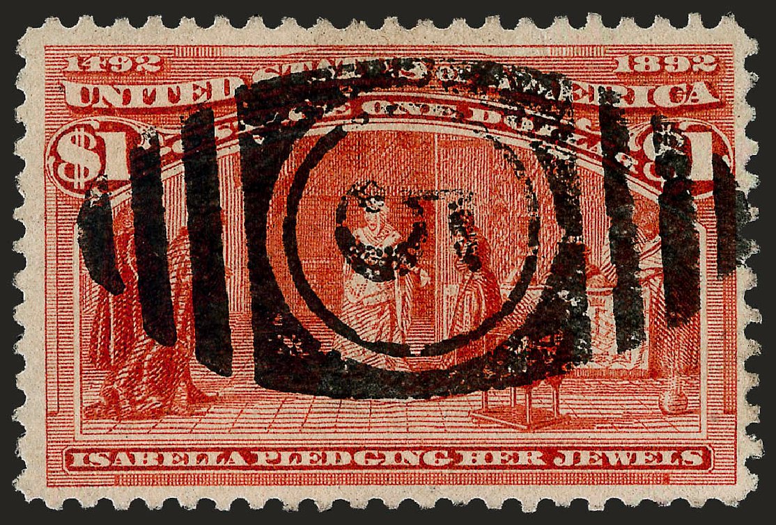 US Stamps Values Scott Cat. #241: 1893 US$1.00 Columbian Exposition. Robert Siegel Auction Galleries, Sep 2008, Sale 962, Lot 2517