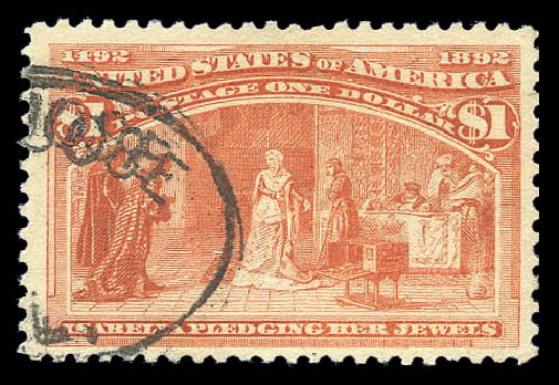 Price of US Stamps Scott Cat. 241: US$1.00 1893 Columbian Exposition. Matthew Bennett International, Sep 2010, Sale 333, Lot 3658