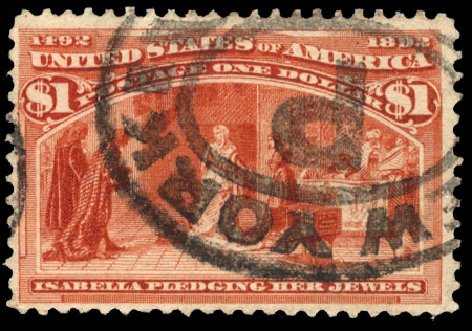 US Stamp Price Scott Cat. # 241: 1893 US$1.00 Columbian Exposition. Cherrystone Auctions, Mar 2010, Sale 201003, Lot 138