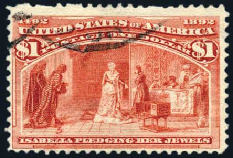 US Stamps Prices Scott 241: 1893 US$1.00 Columbian Exposition. Harmer-Schau Auction Galleries, Feb 2010, Sale 84, Lot 1448