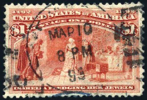 Value of US Stamps Scott Catalog 241 - 1893 US$1.00 Columbian Exposition. Harmer-Schau Auction Galleries, Jul 2010, Sale 86, Lot 438