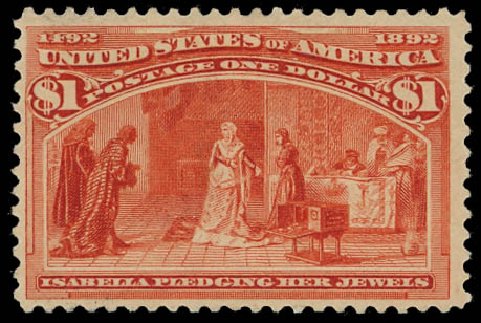 US Stamp Prices Scott Cat. 241 - 1893 US$1.00 Columbian Exposition. Daniel Kelleher Auctions, Jul 2011, Sale 625, Lot 828