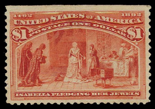 US Stamp Value Scott Catalog 241: 1893 US$1.00 Columbian Exposition. Daniel Kelleher Auctions, Oct 2011, Sale 626, Lot 238