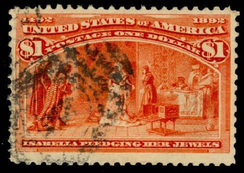 Value of US Stamps Scott Catalog # 241 - US$1.00 1893 Columbian Exposition. Daniel Kelleher Auctions, Apr 2013, Sale 636, Lot 198